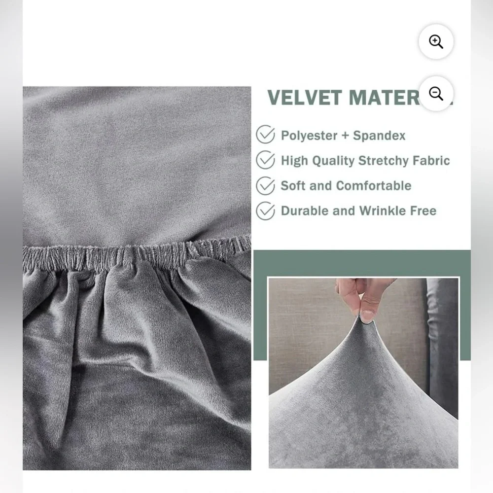 3 Seat Gray Velvet Sofa Cover